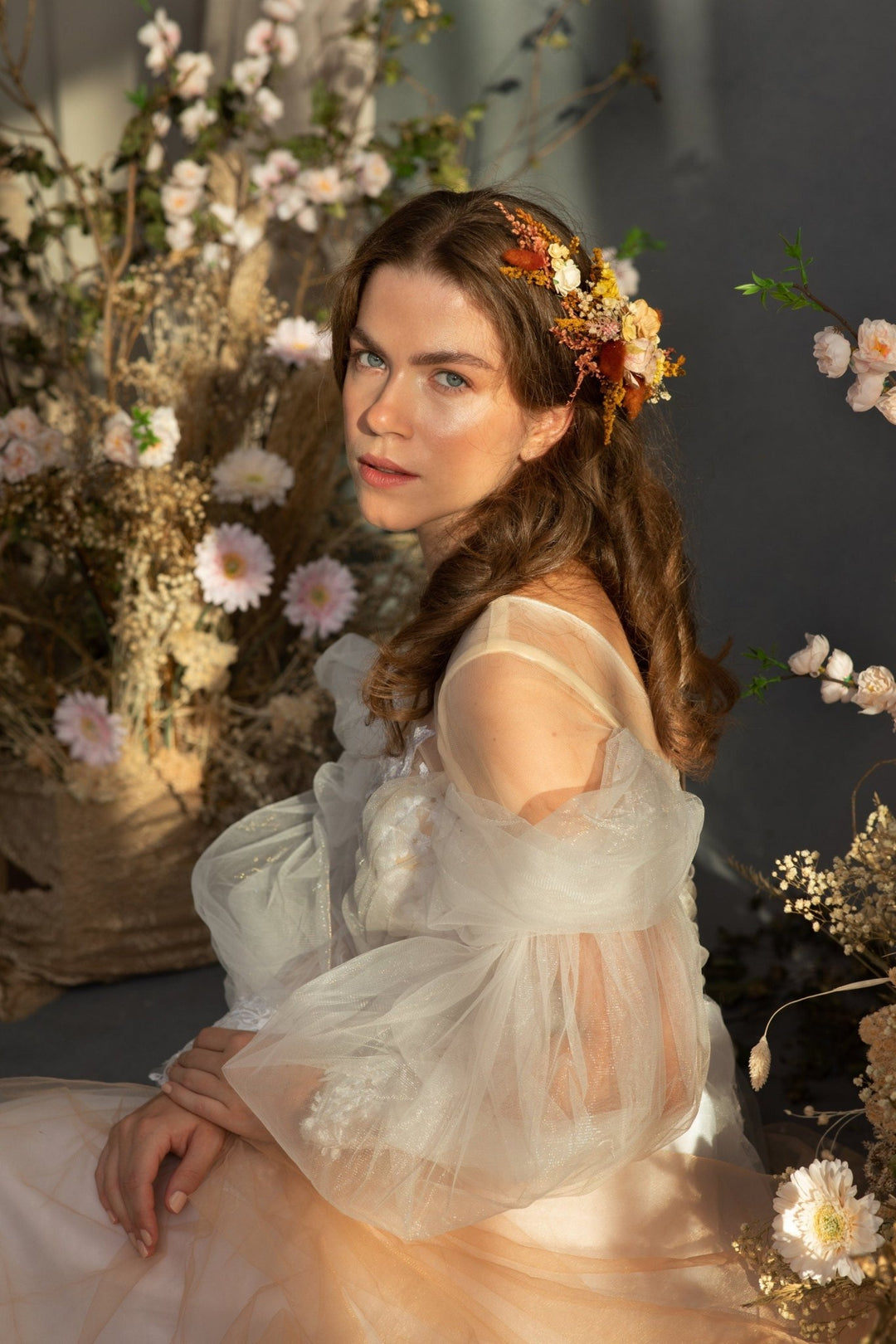 Autumn Wedding Hair Vine: Cinnamon Flower Headpiece – handmade floral hair accessory by magaela