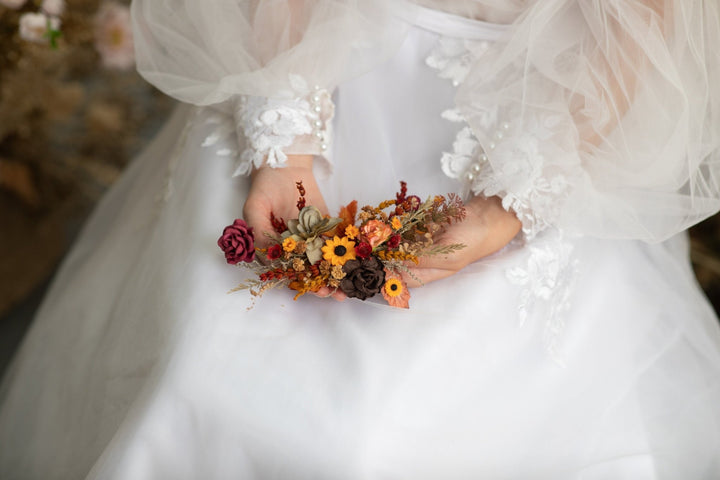 Autumn Flower Hair Vine: Bridal Headpiece, Fall Wedding Accessory – handmade floral hair accessory by magaela