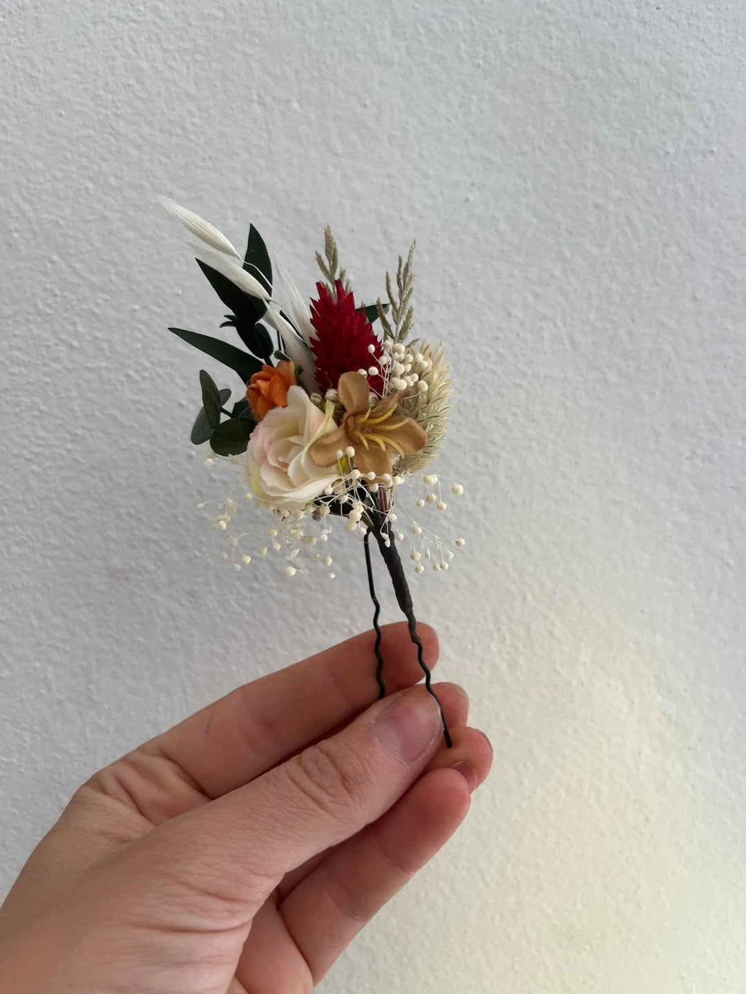 Autumn Flower Hair Comb: Burnt Orange Bridal Hair Accessories – handmade floral hair accessory by magaela