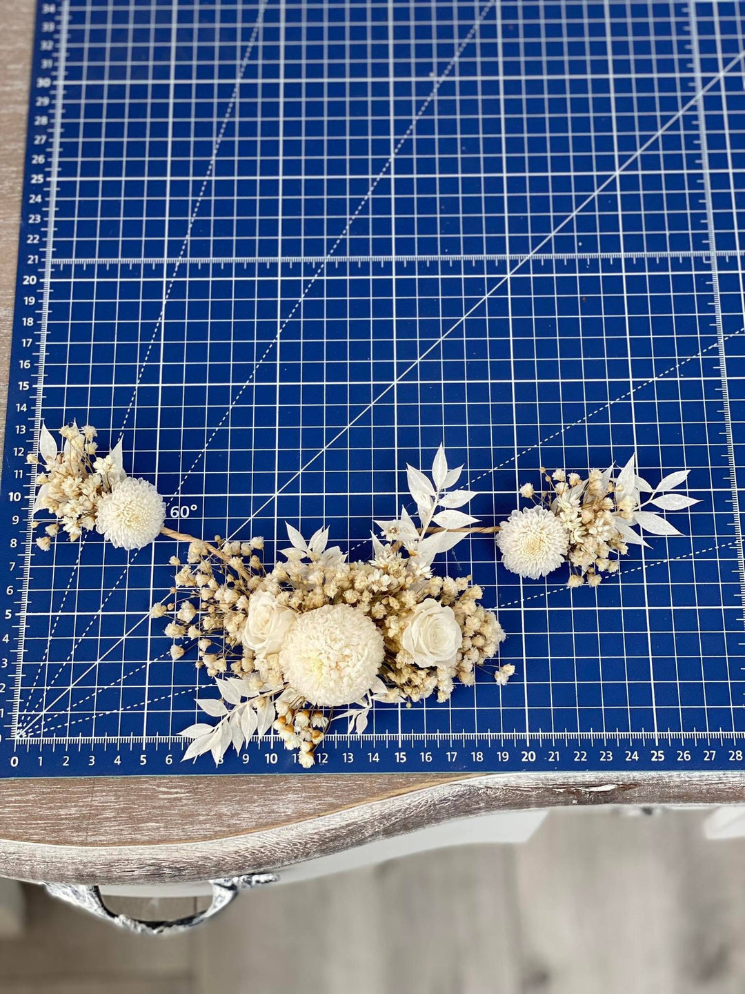 Ivory Preserved Flower Wedding Hair Vine - Bridal Headpiece – handmade floral hair accessory by magaela