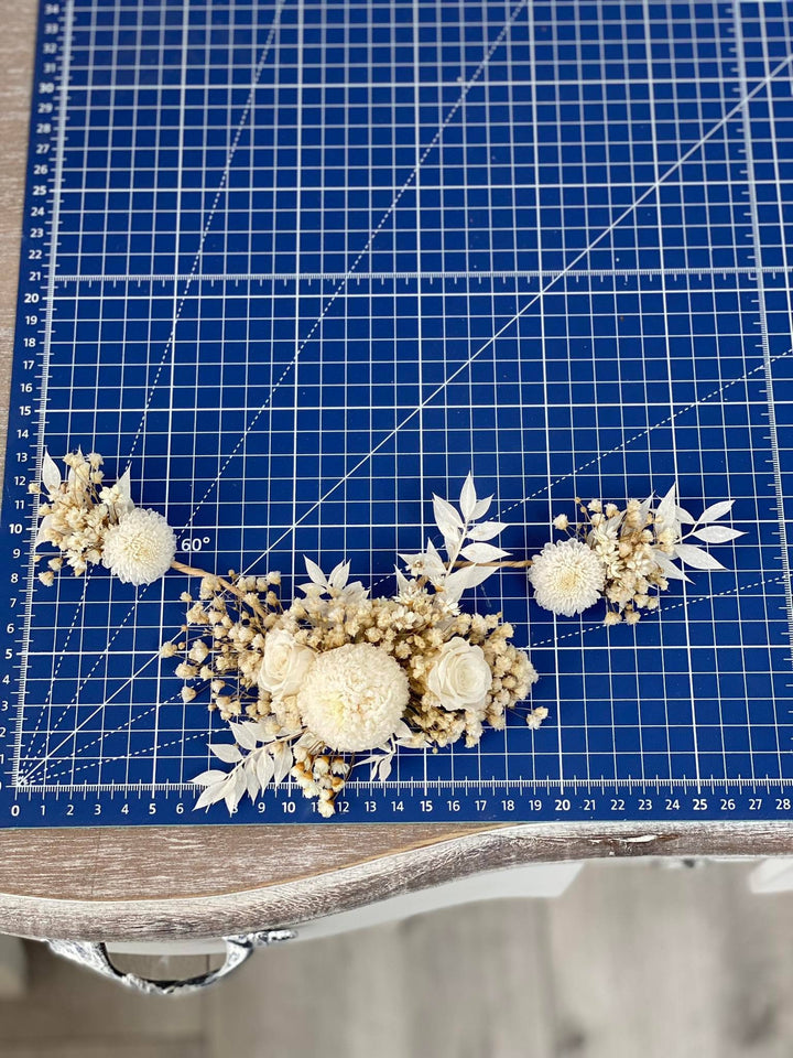 Ivory Preserved Flower Wedding Hair Vine - Bridal Headpiece – handmade floral hair accessory by magaela