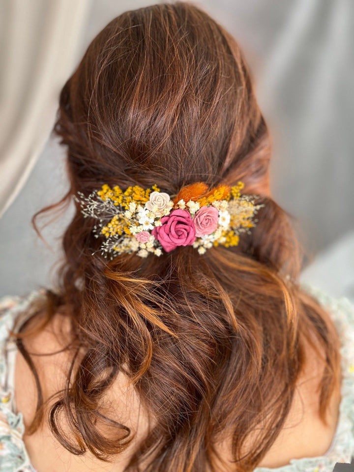 Pink Rose Hair Clip: Romantic Bridal Flower Barrette – handmade floral hair accessory by magaela