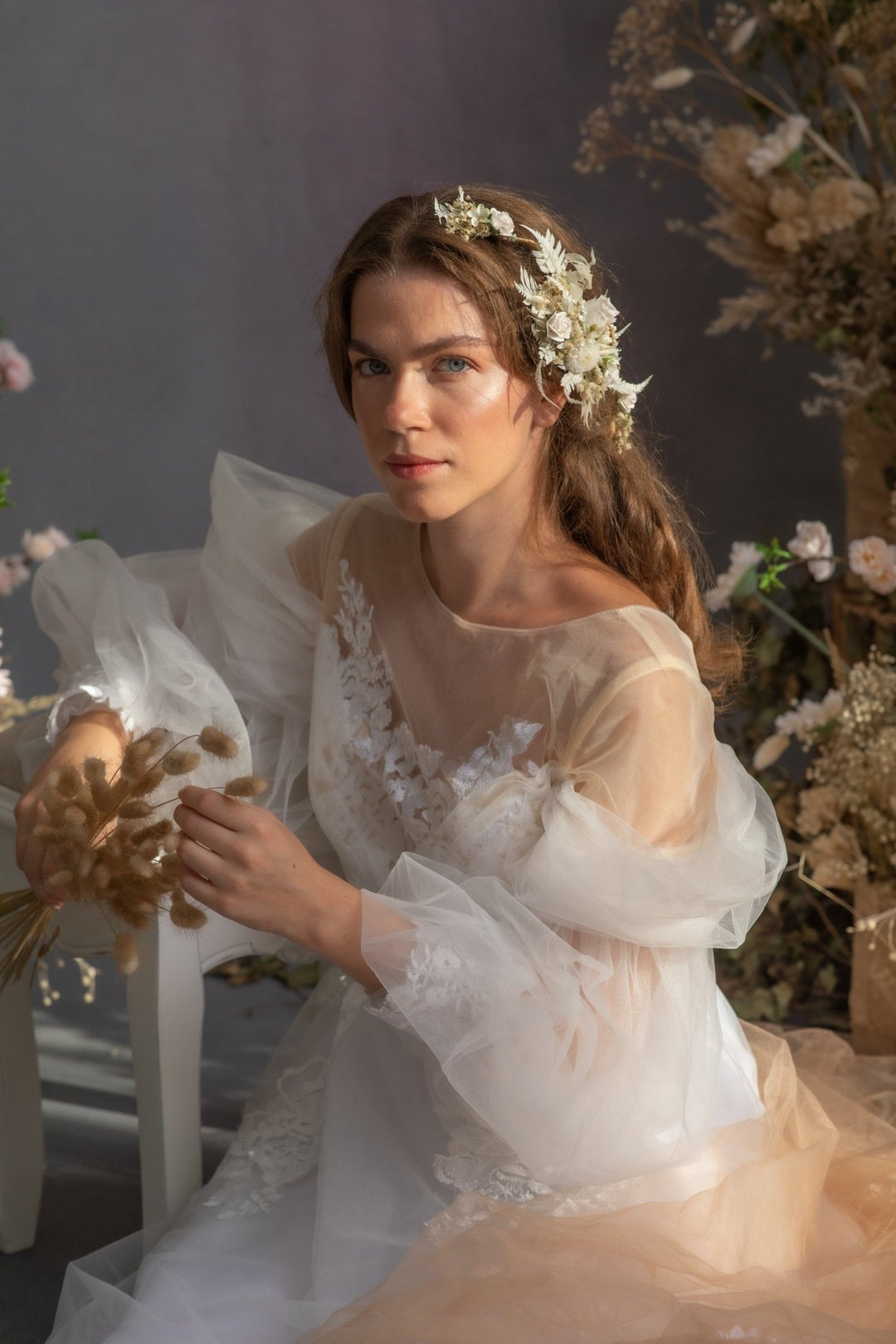 Ivory Rose Wedding Hair Vine: Bridal Flower Headpiece – handmade floral hair accessory by magaela