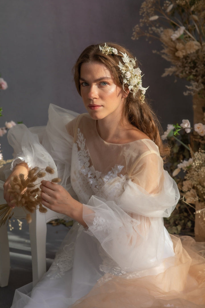 Ivory Rose Wedding Hair Vine: Bridal Flower Headpiece – handmade floral hair accessory by magaela