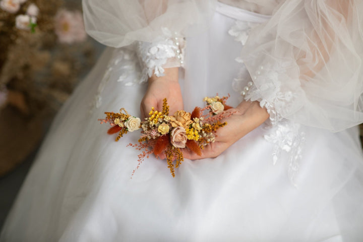 Autumn Wedding Hair Vine: Cinnamon Flower Headpiece – handmade floral hair accessory by magaela