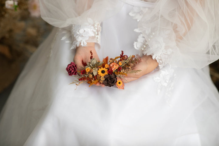 Autumn Flower Hair Vine: Bridal Headpiece, Fall Wedding Accessory – handmade floral hair accessory by magaela