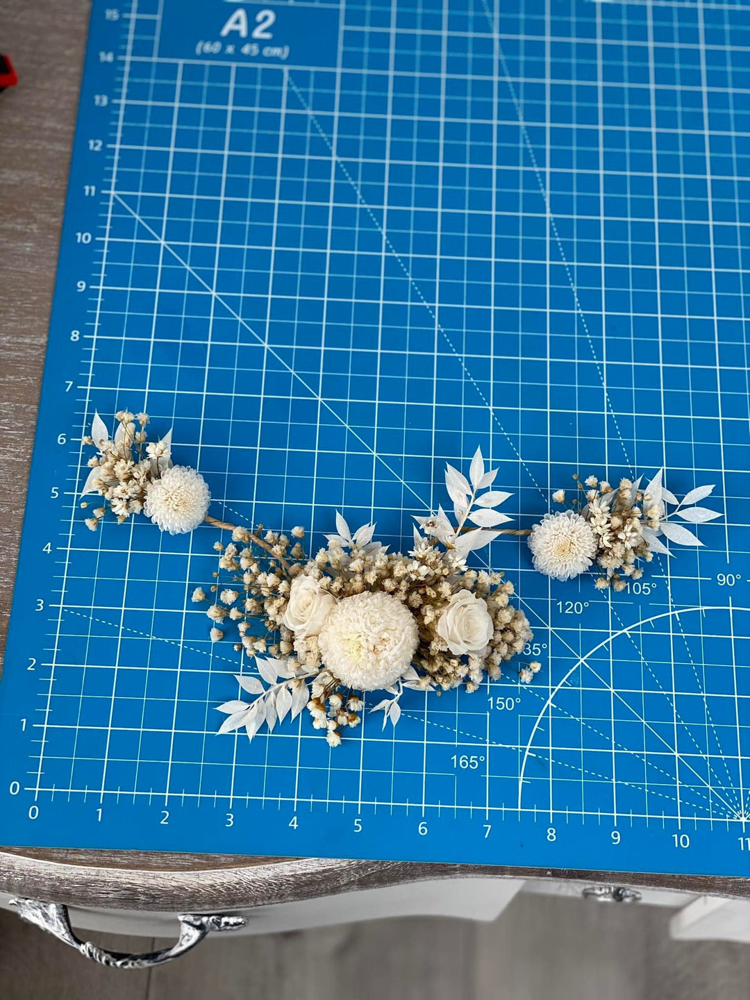 Ivory Preserved Flower Wedding Hair Vine - Bridal Headpiece – handmade floral hair accessory by magaela