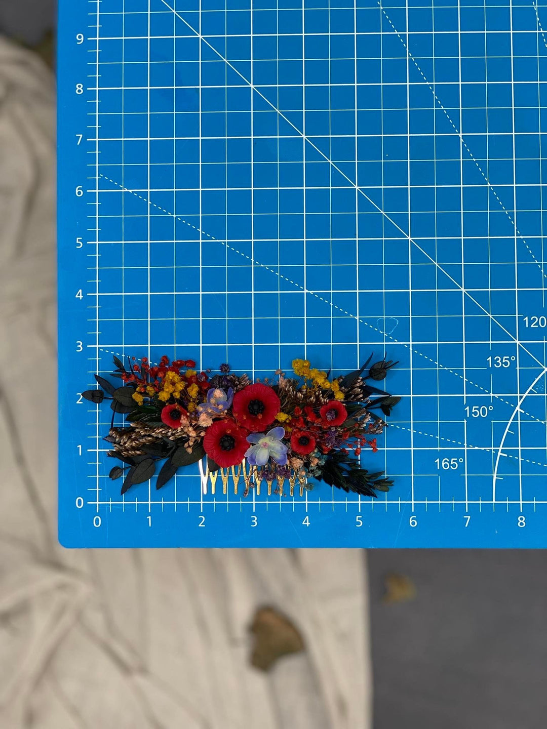 Folk Wedding Flower Hair Comb: Poppy Bridal Accessory – handmade floral hair accessory by magaela