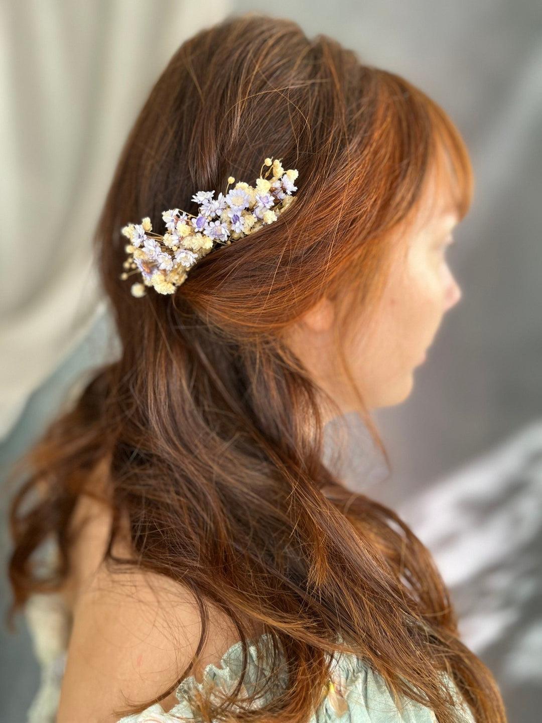 Dried Flower Hair Comb: Lilac Lavender & Ivory Wedding Hair Accessory – handmade floral hair accessory by magaela