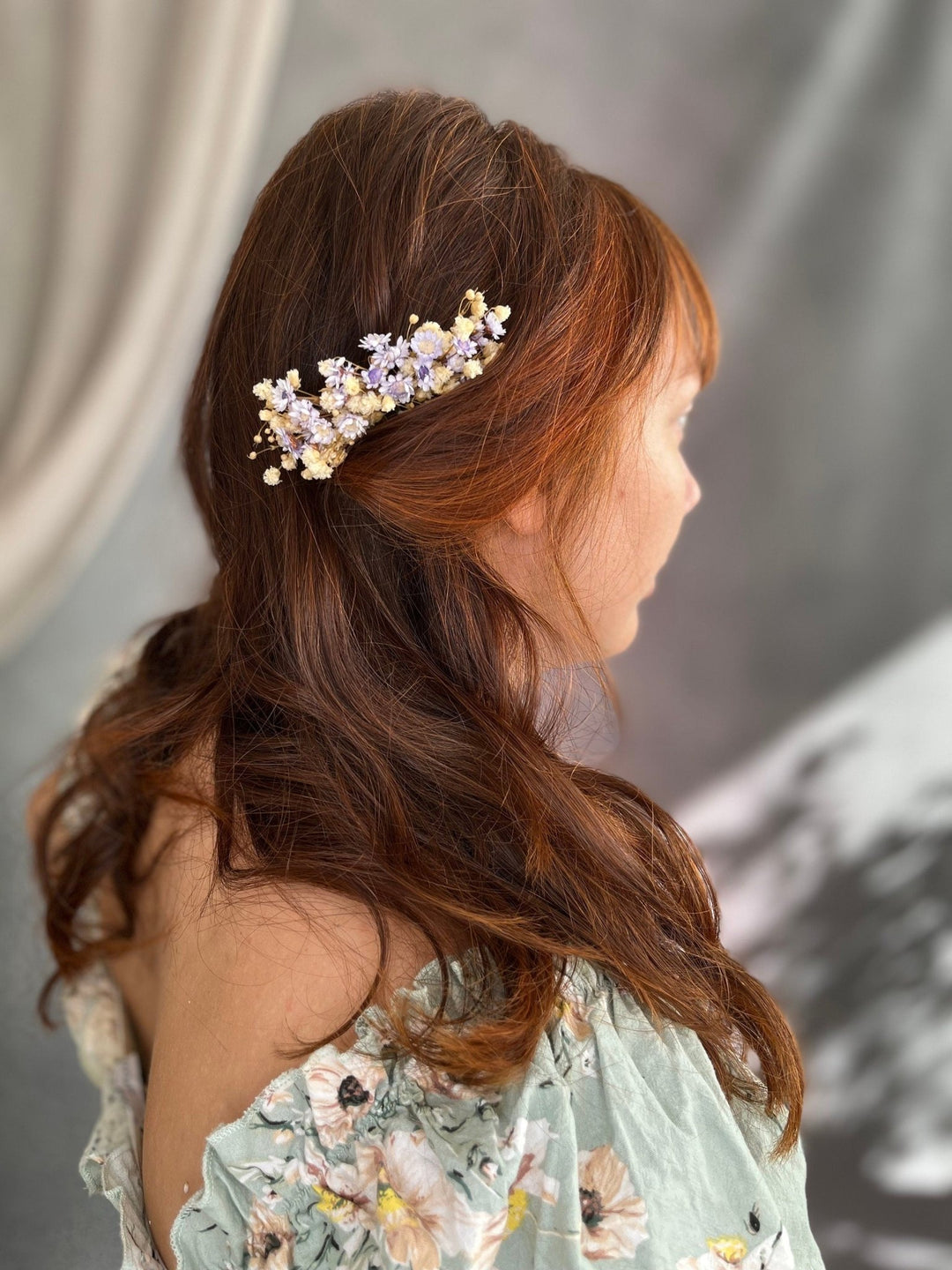 Dried Flower Hair Comb: Lilac Lavender & Ivory Wedding Hair Accessory – handmade floral hair accessory by magaela