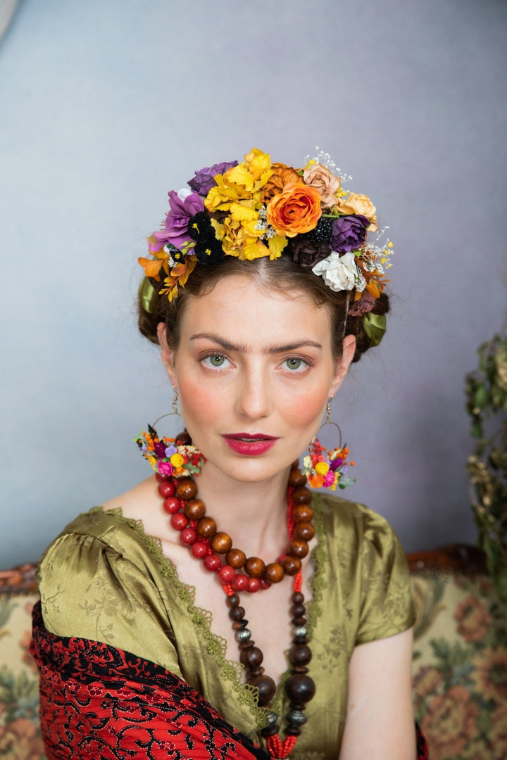 Autumn Frida Flower Headband: Fall Wedding Bridal Hair Accessory – handmade floral hair accessory by magaela