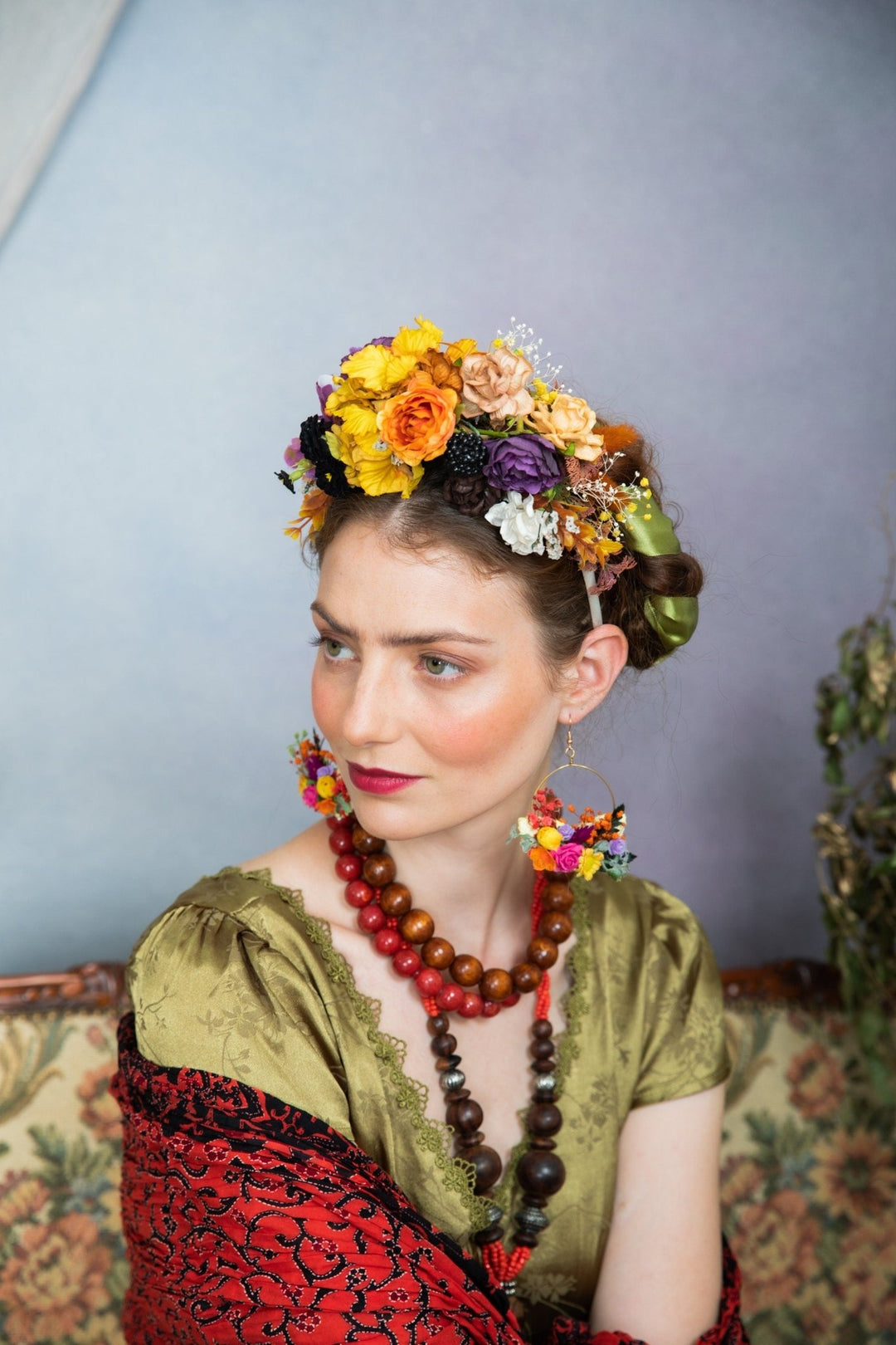 Autumn Frida Flower Headband: Fall Wedding Bridal Hair Accessory – handmade floral hair accessory by magaela