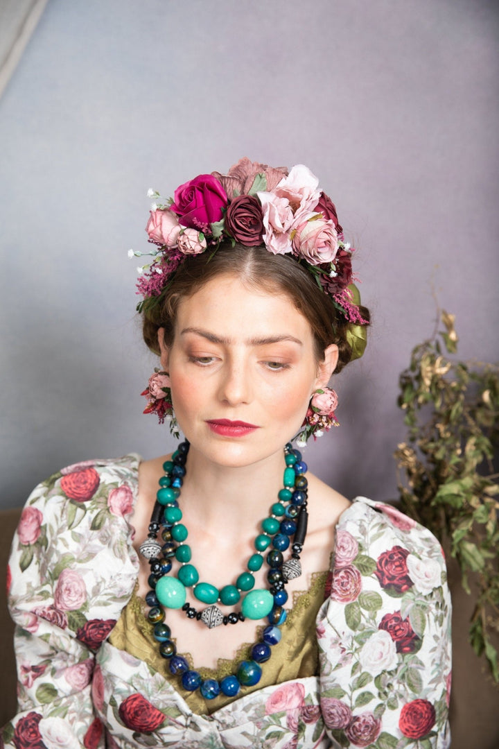 Dusty Pink Peony Earrings: Wedding Bridal Flower Jewellery – handmade floral hair accessory by magaela