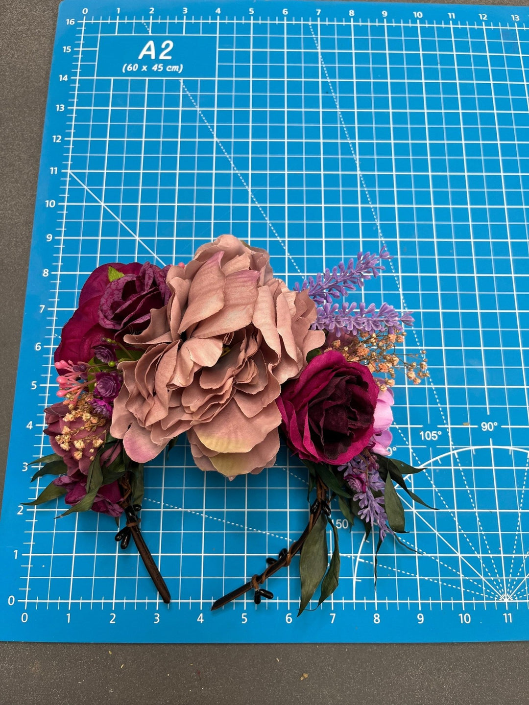 Magenta Frida Flower Headband: Purple Wedding Hair Crown – handmade floral hair accessory by magaela