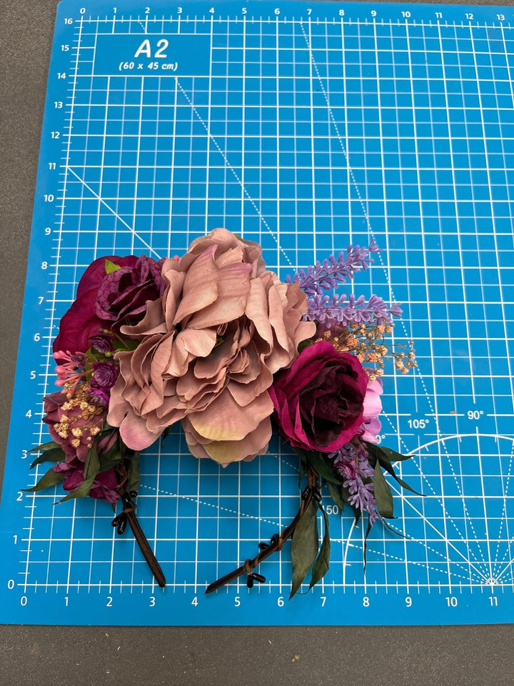 Magenta Frida Flower Headband: Purple Wedding Hair Crown – handmade floral hair accessory by magaela