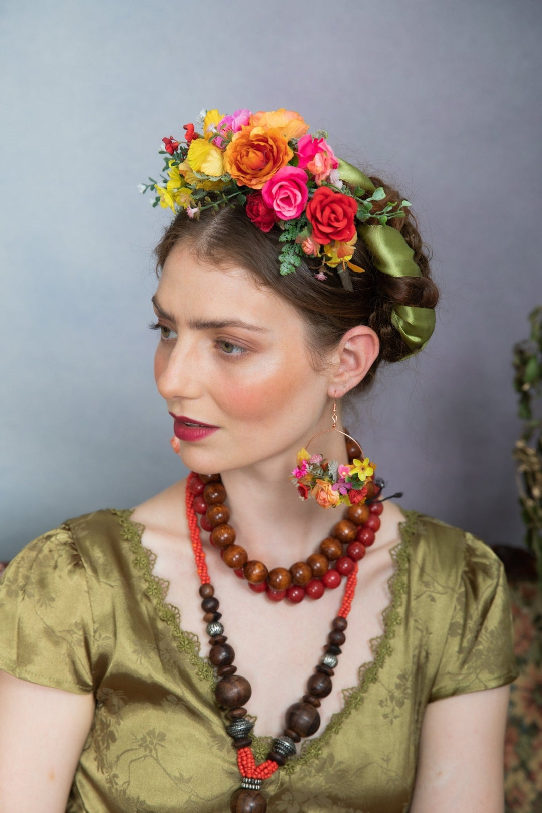 Colourful Frida Flower Headband: Wedding, Halloween, Cinco de Mayo – handmade floral hair accessory by magaela