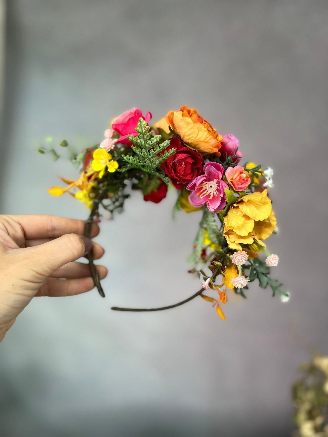 Colourful Frida Flower Headband: Wedding, Halloween, Cinco de Mayo – handmade floral hair accessory by magaela