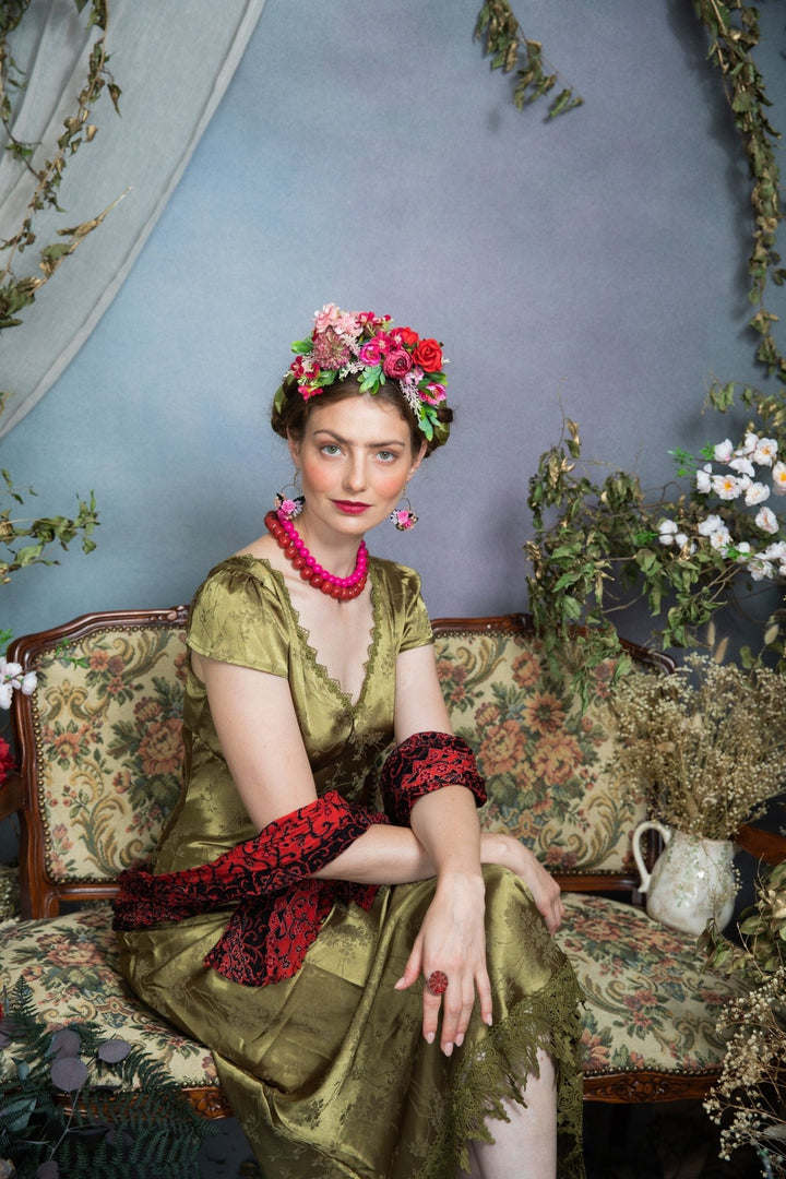 Fuchsia Flower Circle Earrings: Wedding Accessories – handmade floral hair accessory by magaela