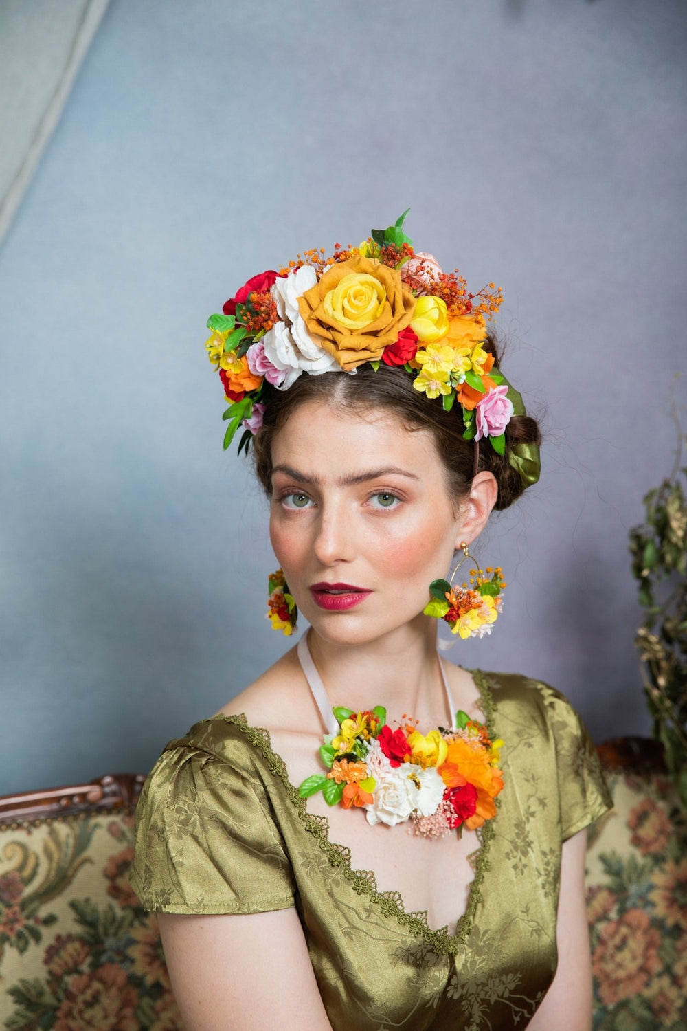 Frida Flower Headband: Two - Sided Mexican Fiesta Crown – handmade floral hair accessory by magaela