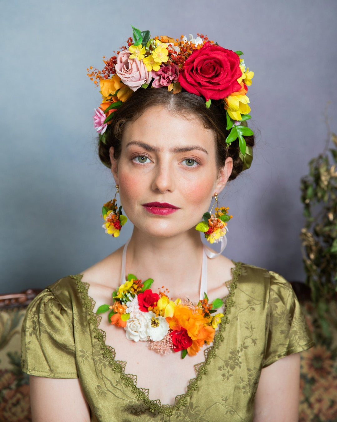 Frida Flower Headband: Two - Sided Mexican Fiesta Crown – handmade floral hair accessory by magaela