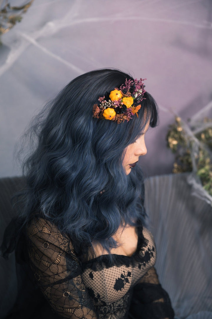 Pumpkin Flower Headband: Halloween Fall Wedding Hair Accessory – handmade floral hair accessory by magaela