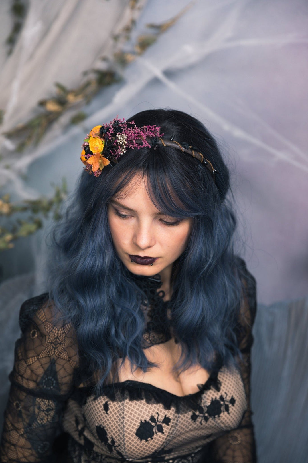 Pumpkin Flower Headband: Halloween Fall Wedding Hair Accessory – handmade floral hair accessory by magaela