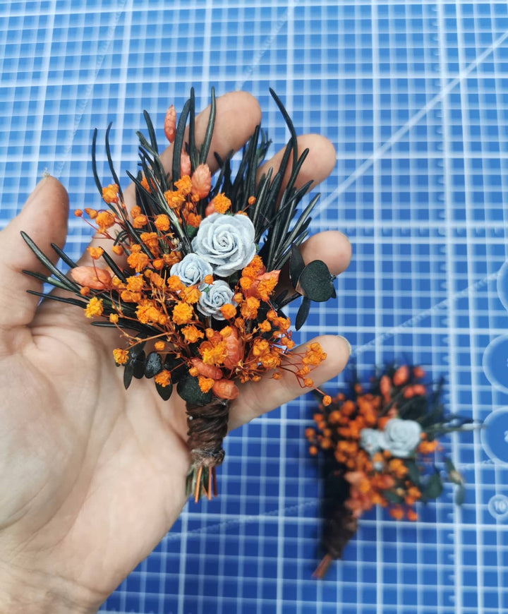 Burnt Orange Dried Flower Crown: Autumn Bride Hair Wreath – handmade floral hair accessory by magaela