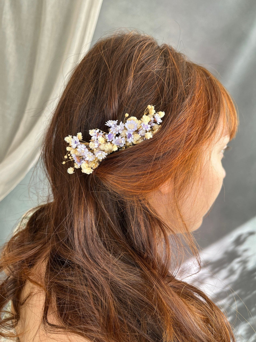 Dried Flower Hair Comb: Lilac Lavender & Ivory Wedding Hair Accessory – handmade floral hair accessory by magaela