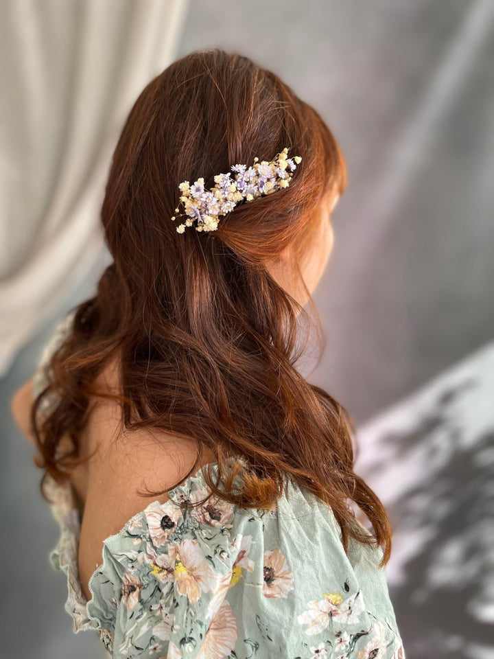 Dried Flower Hair Comb: Lilac Lavender & Ivory Wedding Hair Accessory – handmade floral hair accessory by magaela