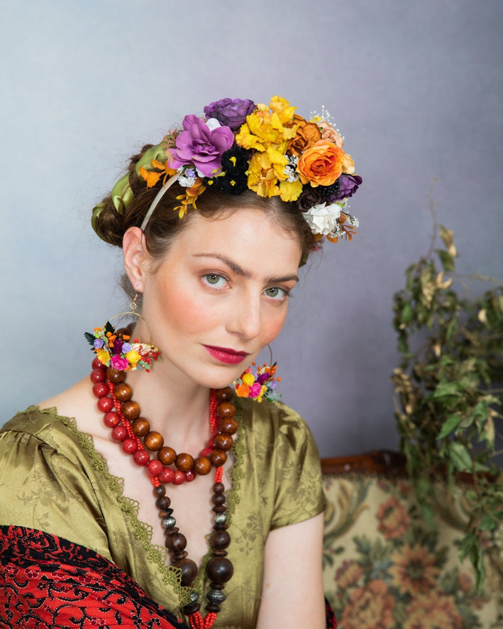 Autumn Frida Flower Headband: Fall Wedding Bridal Hair Accessory – handmade floral hair accessory by magaela