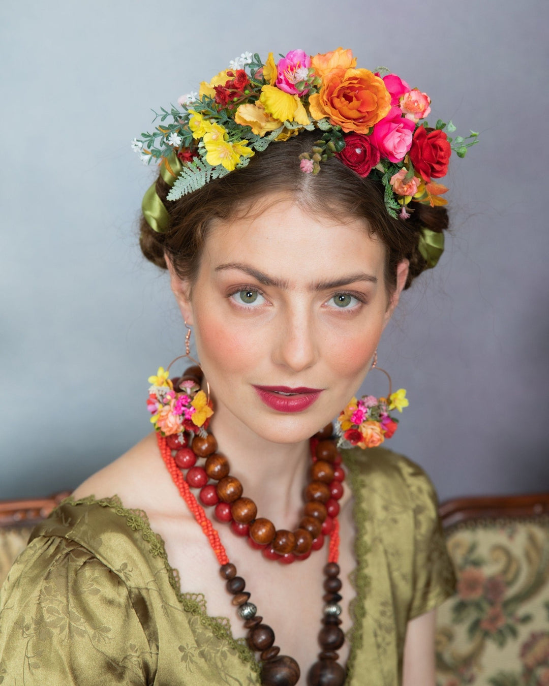 Colourful Frida Flower Headband: Wedding, Halloween, Cinco de Mayo – handmade floral hair accessory by magaela