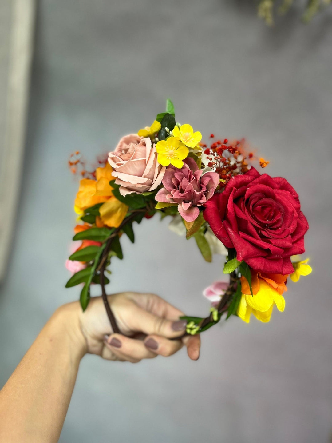 Frida Flower Headband: Two - Sided Mexican Fiesta Crown – handmade floral hair accessory by magaela