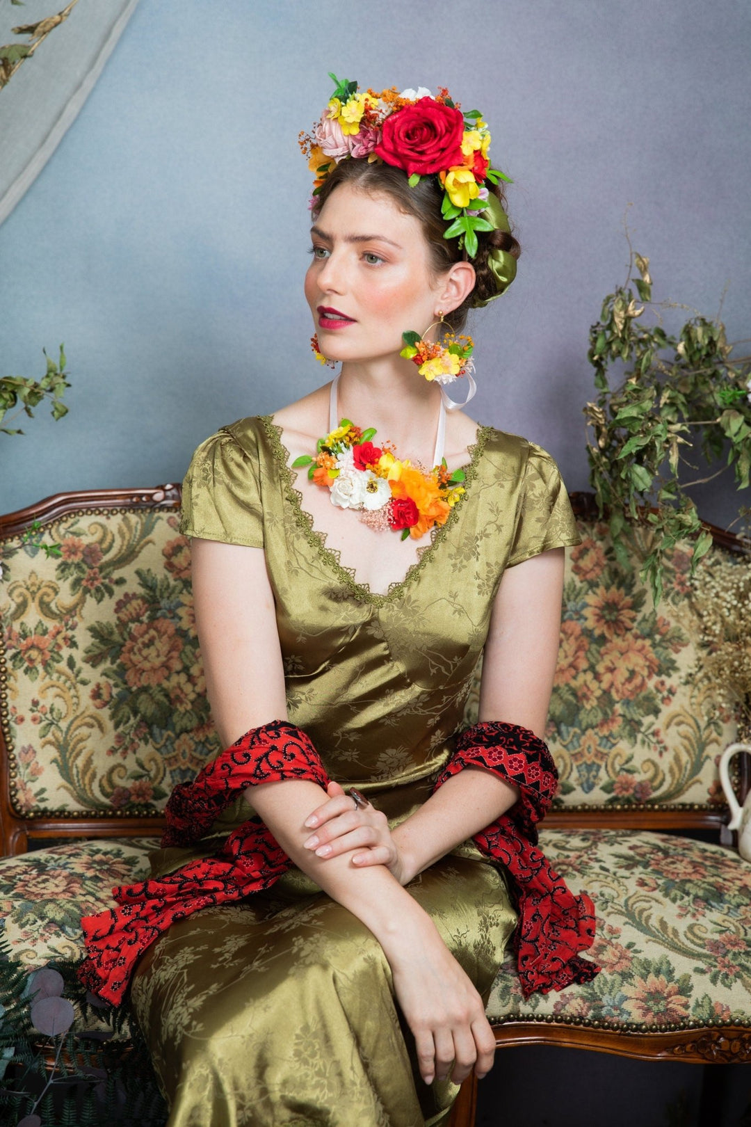 Frida Flower Headband: Two - Sided Mexican Fiesta Crown – handmade floral hair accessory by magaela