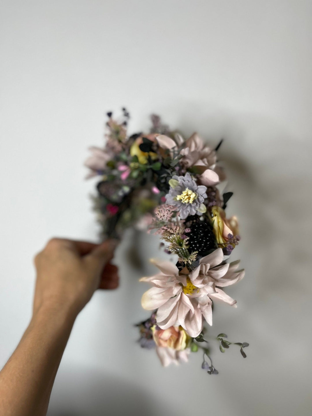 Pastel Flower Wedding Crown: Romantic Bridal Headpiece – handmade floral hair accessory by magaela