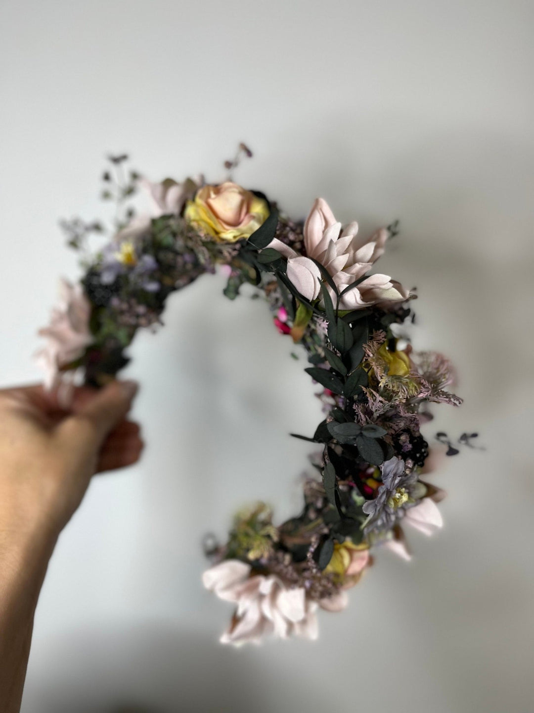 Pastel Flower Wedding Crown: Romantic Bridal Headpiece – handmade floral hair accessory by magaela