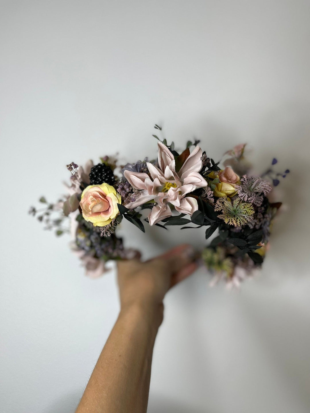 Pastel Flower Wedding Crown: Romantic Bridal Headpiece – handmade floral hair accessory by magaela