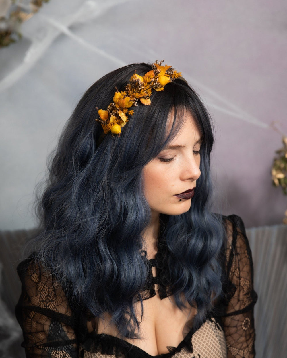 Autumn Flower Headband with Pears: Fall Bridal Hair Accessory – handmade floral hair accessory by magaela