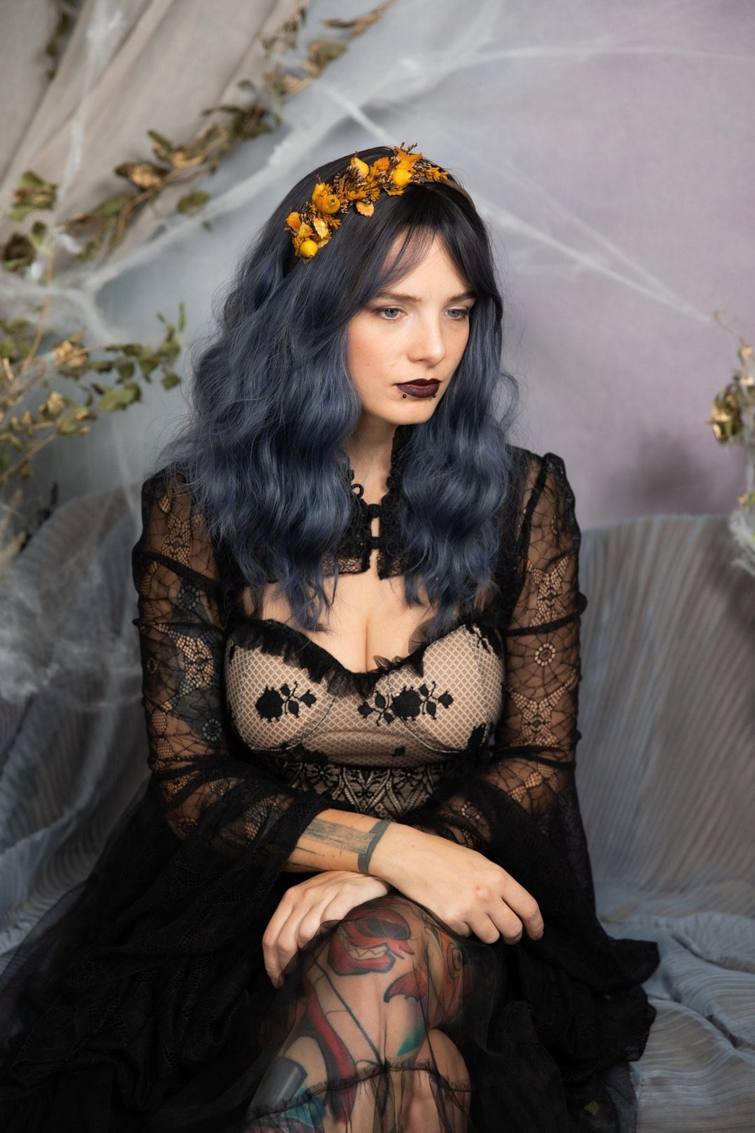 Autumn Flower Headband with Pears: Fall Bridal Hair Accessory – handmade floral hair accessory by magaela