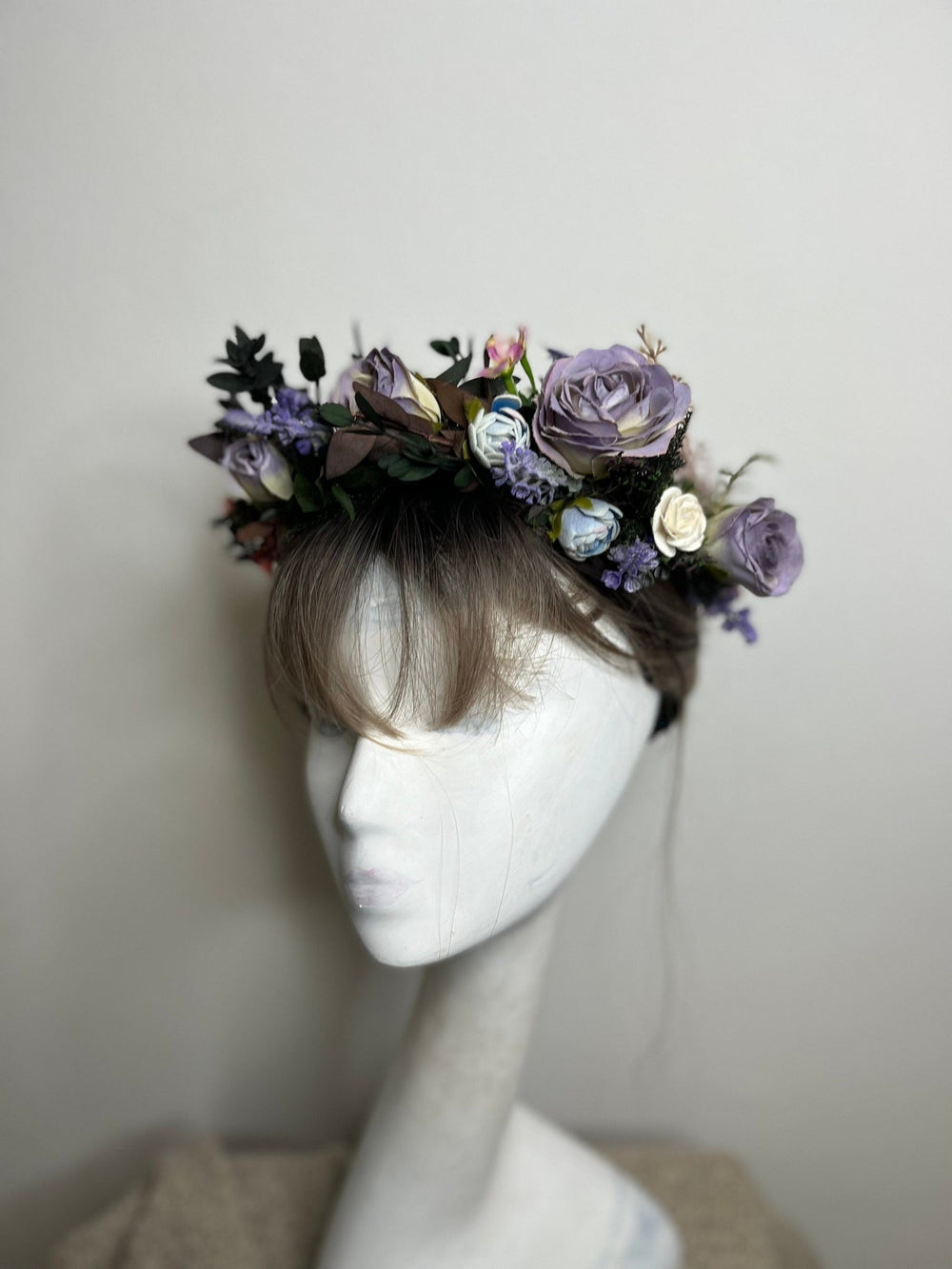 Purple Rose Wedding Headband: Boho Lavender Flower Crown – handmade floral hair accessory by magaela