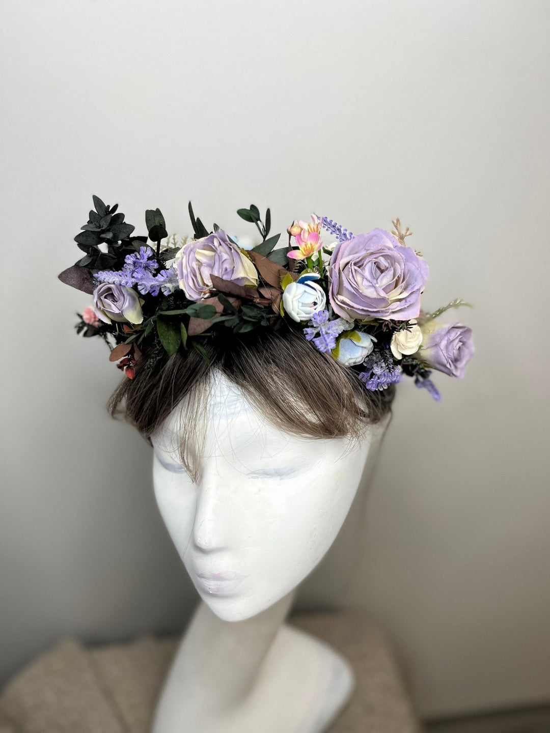 Purple Rose Wedding Headband: Boho Lavender Flower Crown – handmade floral hair accessory by magaela