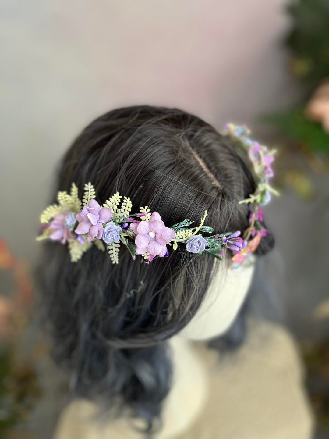 Elven Flower Tiara: Butterfly Wedding Crown, Lilac Fairy Bridal Headpiece – handmade floral hair accessory by magaela