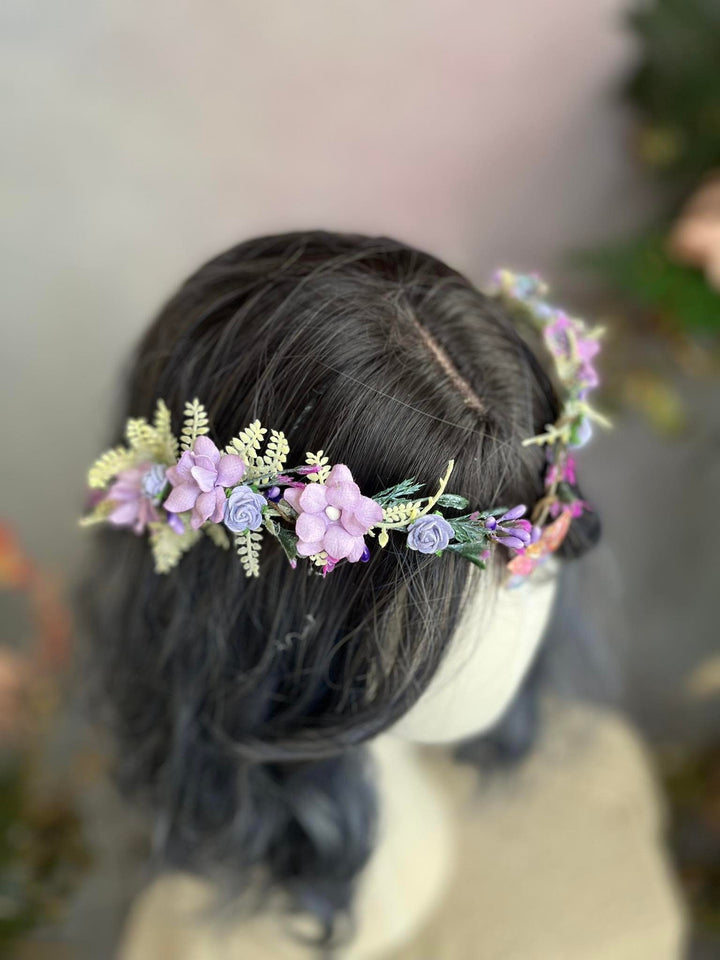 Elven Flower Tiara: Butterfly Wedding Crown, Lilac Fairy Bridal Headpiece – handmade floral hair accessory by magaela