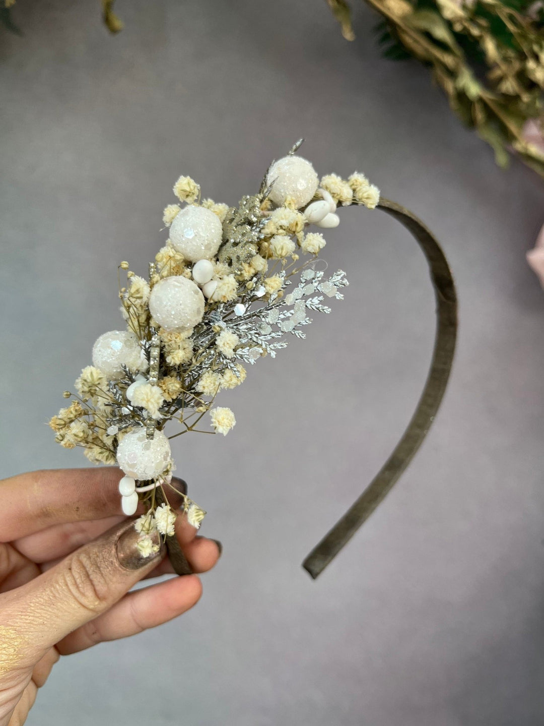 Ivory Flower Headband: Christmas Wedding Hair Accessory – handmade floral hair accessory by magaela