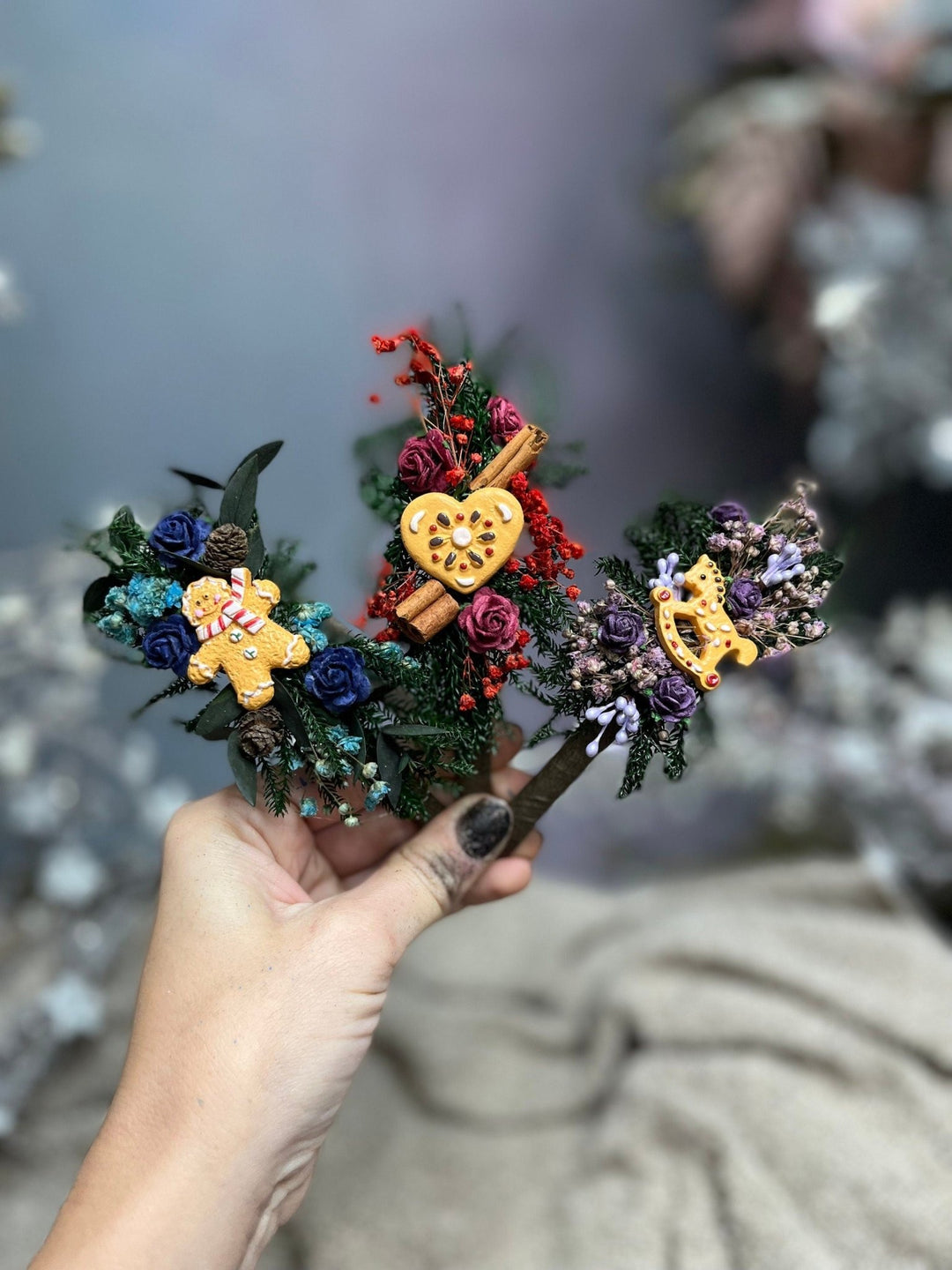 Christmas Flower Headband: Gingerbread Wedding Hair Accessory – handmade floral hair accessory by magaela