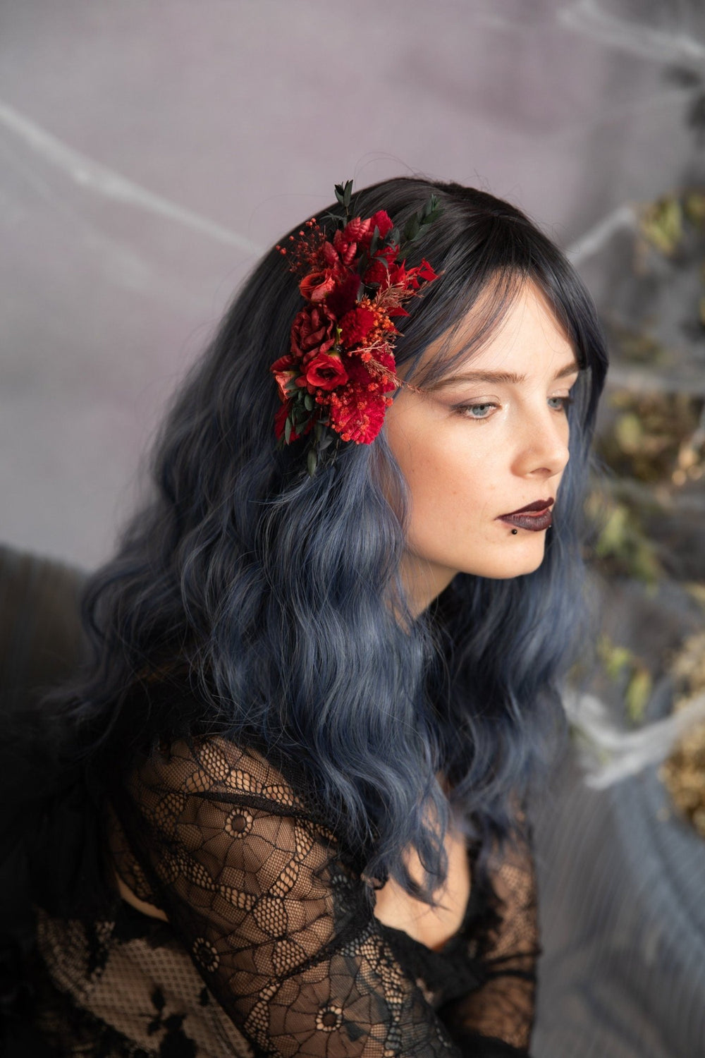 Red Flower Hair Comb: Bridal Wedding Hair Accessory – handmade floral hair accessory by magaela