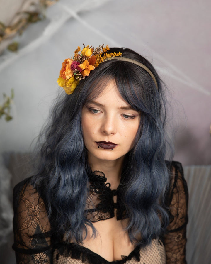 Autumn Flower Headband: Fall Wedding Hair Piece with Pears – handmade floral hair accessory by magaela