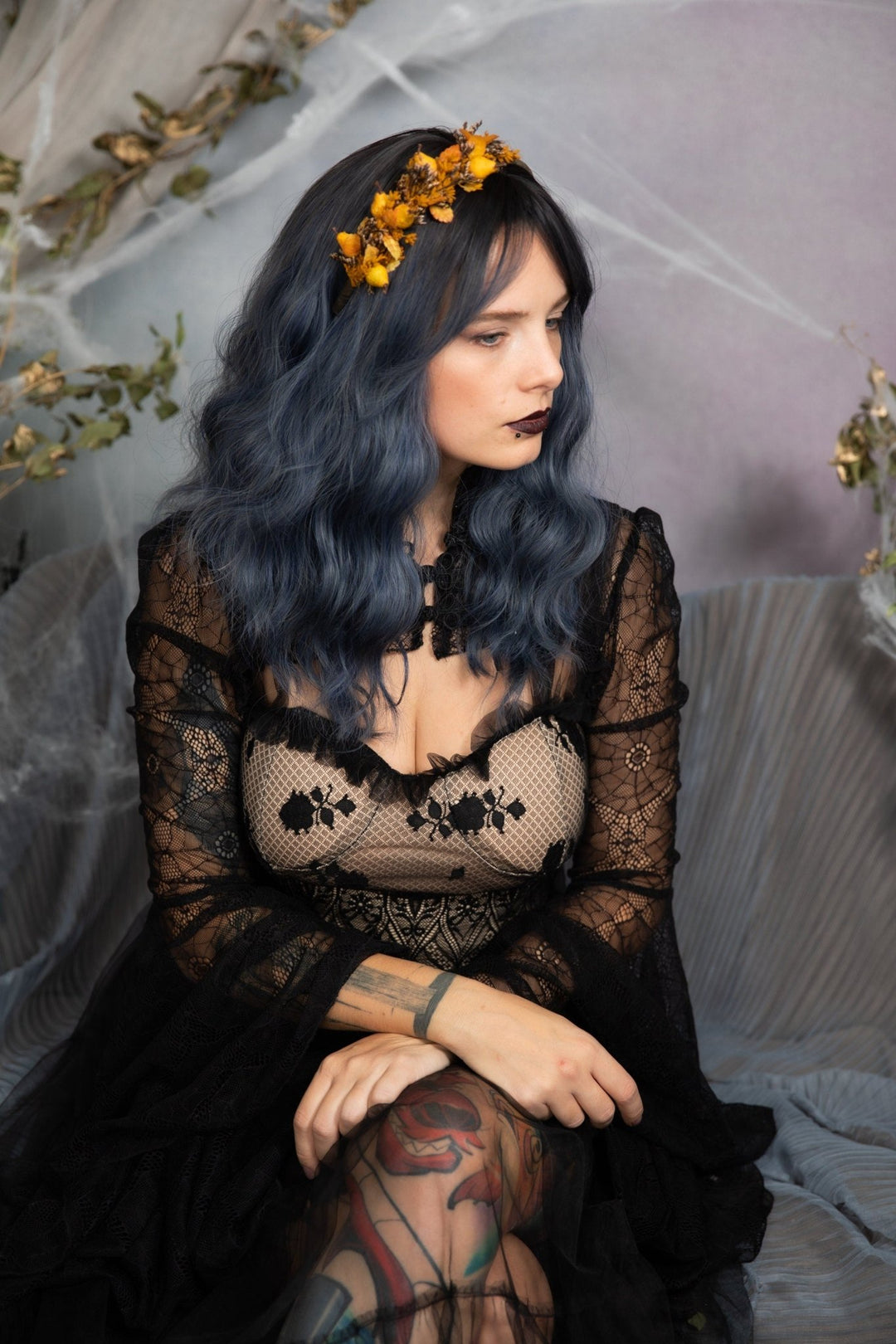 Autumn Flower Headband with Pears: Fall Bridal Hair Accessory – handmade floral hair accessory by magaela