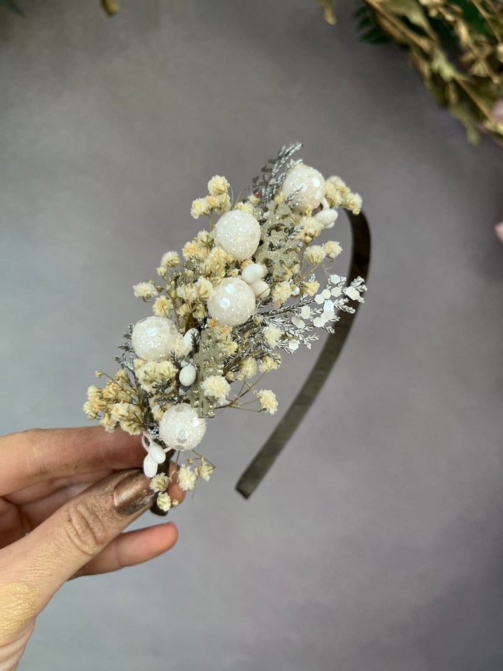 Ivory Flower Headband: Christmas Wedding Hair Accessory – handmade floral hair accessory by magaela
