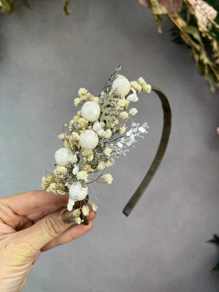 Ivory Flower Headband: Christmas Wedding Hair Accessory – handmade floral hair accessory by magaela