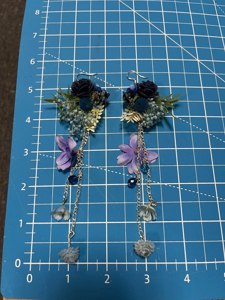 Blue Flower Earrings: Elegant Wedding Bridal Jewelry – handmade floral hair accessory by magaela